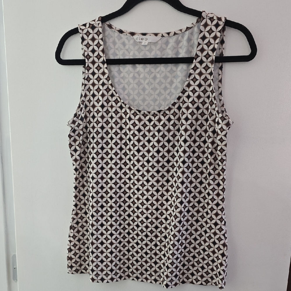Geometric Brown and Cream Women's Top